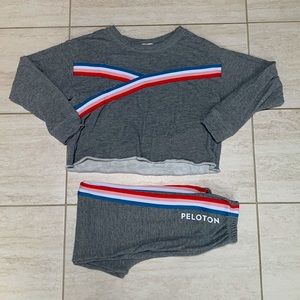 Peloton, heathered gray terry cloth, made in the USA sweats set!